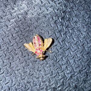 Vintage 14k Yellow Gold Natural Diamonds & Rubies Horsefly Brooch Pin